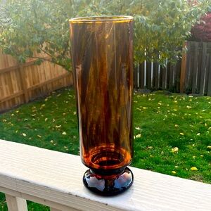 Maestri Vetrai Made in Italy Tortoiseshell Tiger Brown Glass Vase 13x4.25"